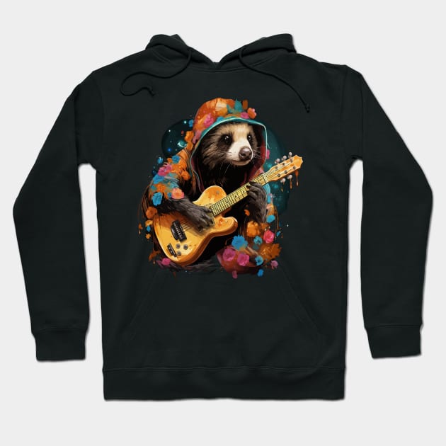 Anteater Playing Guitar Hoodie by JH Mart